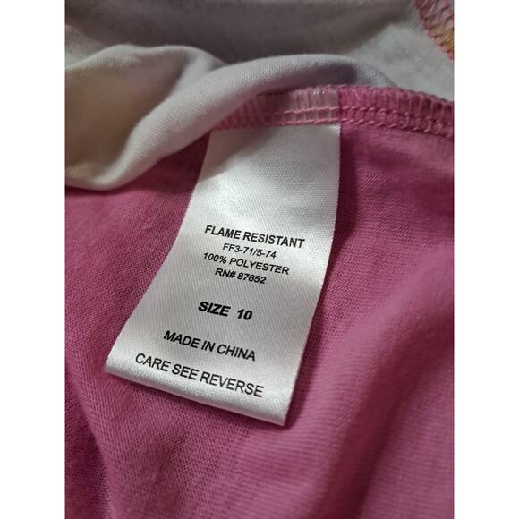 Copied - We Ware Cute Girls Size 10 Pajama Top Pink And Tye Dyed Flame Resistant - Picture 6 of 8